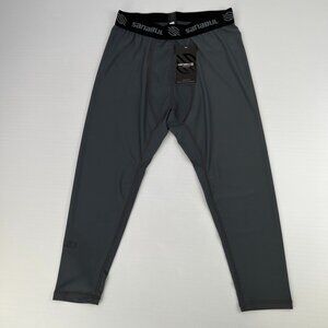 Sanabul Pant Men Small Stretch Crop Spell Out 24x20 Gray Training Run Gym Core N